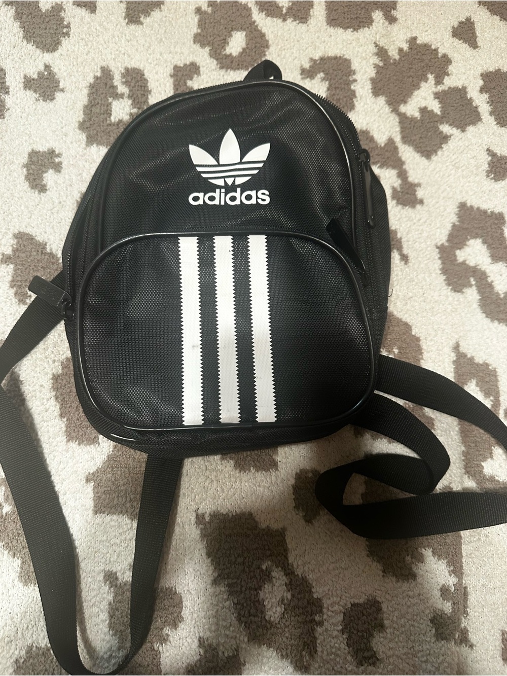 adidas Black Mini Backpack with White Trefoil and 3-Stripes